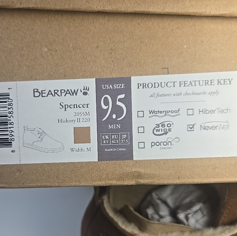 Bearpaw Mens Spencer Ankle Boots Size 9.5 Hickory II 2055M Neverwet - Picture 10 of 10